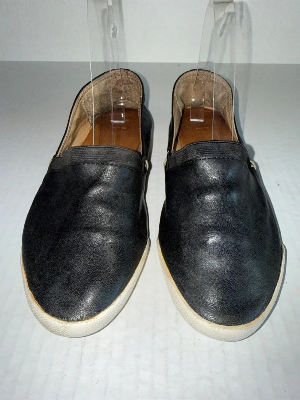 Frye Melanie Black Leather Slip On Loafers